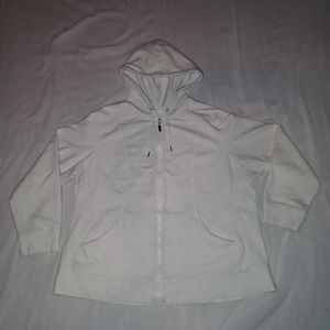 Style & Co Sport Hooded Full Zip Sweater 2X Eggshell Minor Flaws